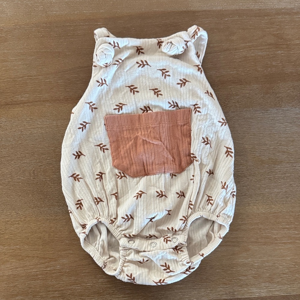 Kate Quinn Cream and Brown Leaf Print Romper